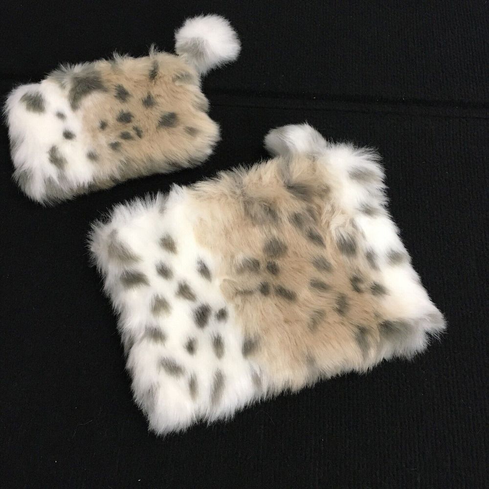 PB teen furry make up bag (2pc Set) Size 9"‎ X 7" and 7" X 5" Handbag